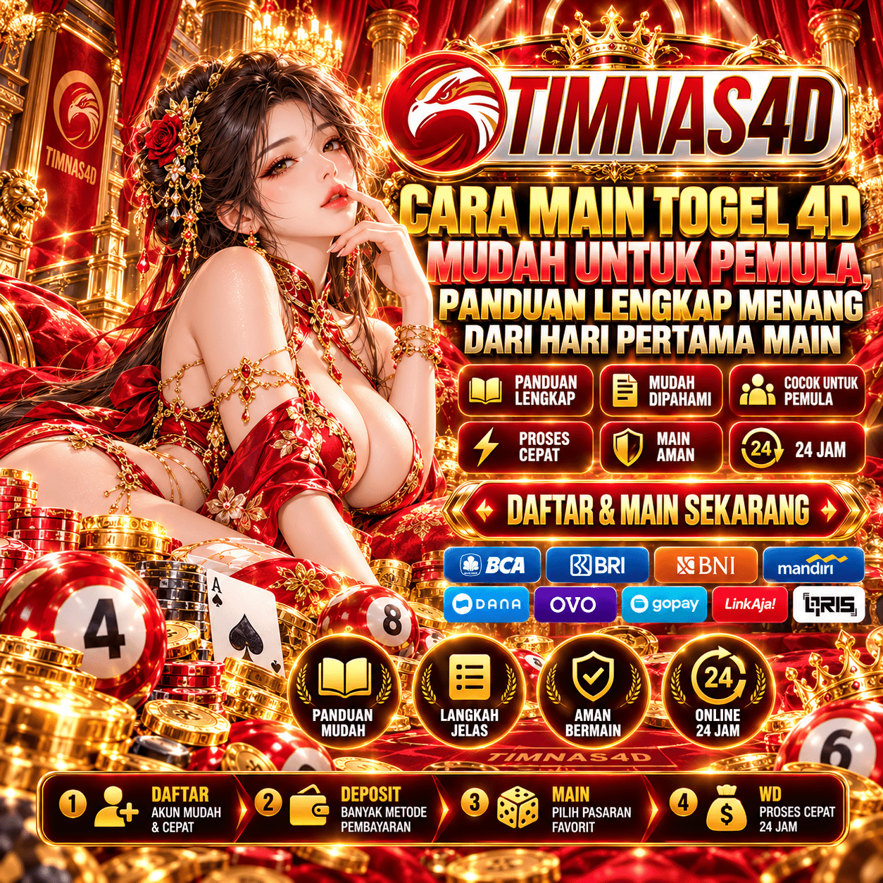 Banner TIMNAS4D — Cara Main Togel 4D untuk Pemula